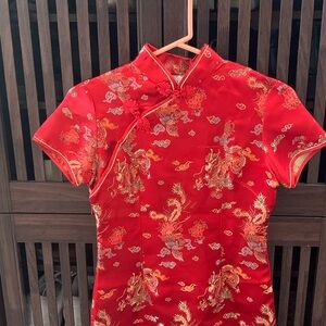 Women Chinese red dress size S